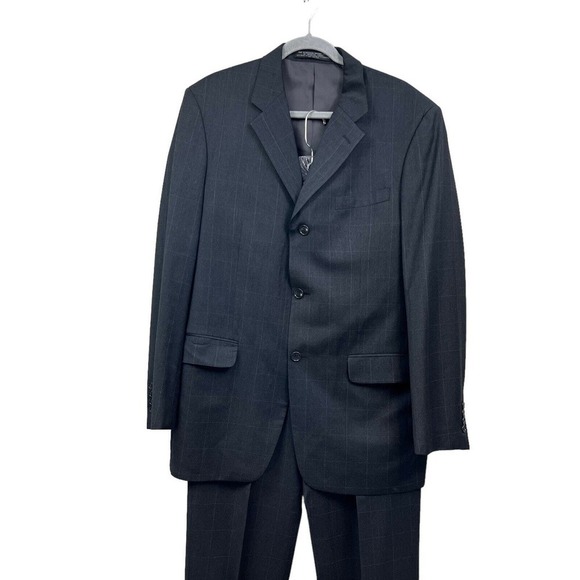 Albert Nipon Lord & Taylor 2 Pcs Suit 3 Button Gray Window Pane Men‎ Size 40L - Picture 2 of 13